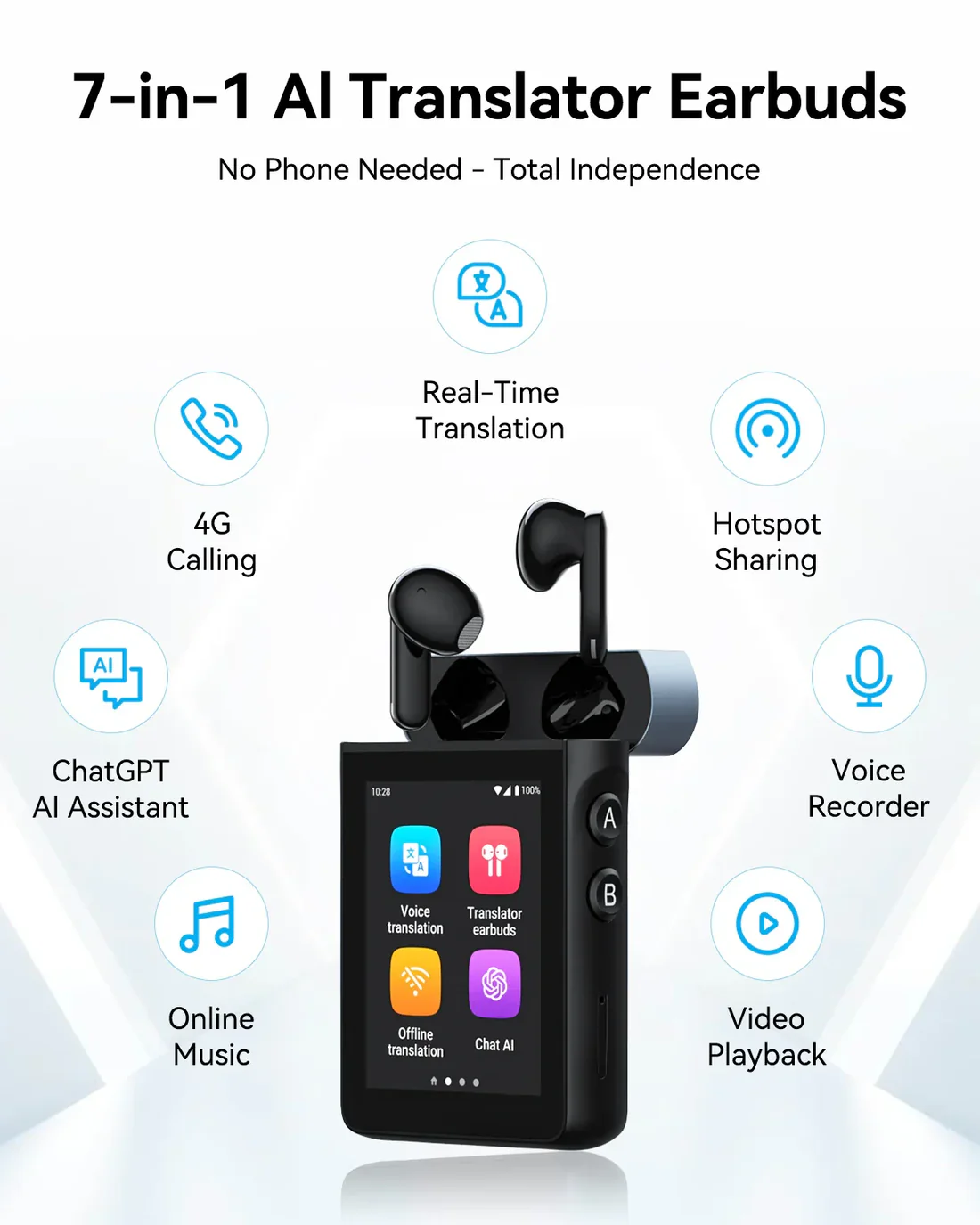 Wooask® A9: 4G Standalone Translator Earbuds with ChatGPT Image 7
